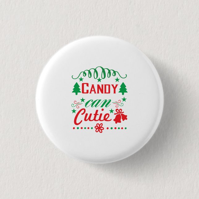 Xmas Art Candy Can Cutie 1 Inch Round Button (Front)