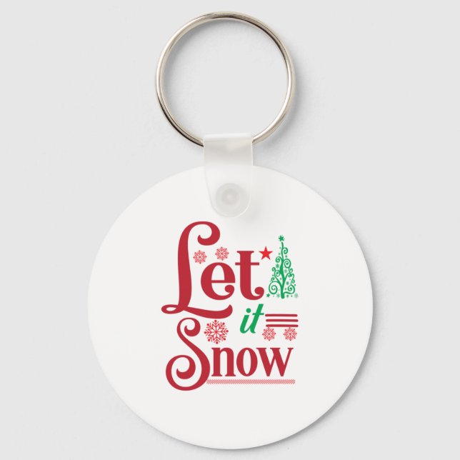 Xmas Art Let Is Snow Keychain (Front)