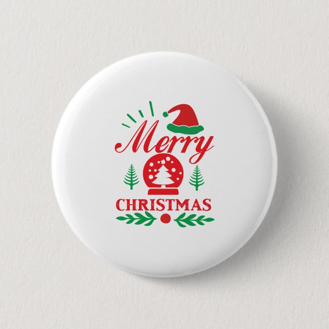 Xmas Art Merry Christmas 2 Inch Round Button (Front)