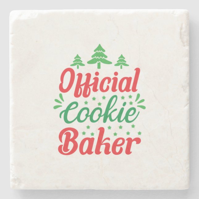 Xmas Art Official Cookie Baker Stone Coaster (Front)