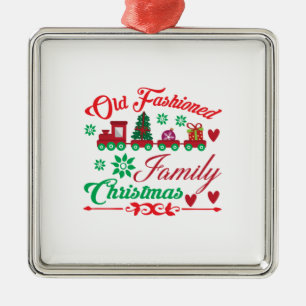 Xmas Art Old Fashioned Family Christmas Metal Ornament