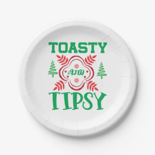 Xmas Art Toasty And Tipsy Paper Plate