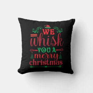 Xmas Art We Whisk You A Merry Christmas Throw Pillow