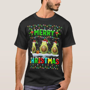 Xmas Avocado Lighting Santa Hat Merry Christmas Av T-Shirt
