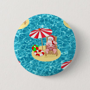 xmas beach santa claus 2 inch round button
