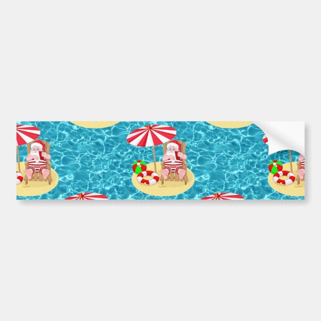 xmas beach santa claus bumper sticker (Front)