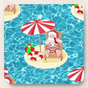 xmas beach santa claus coaster