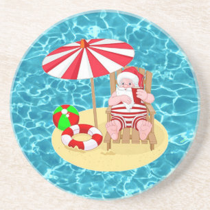 xmas beach santa claus coaster