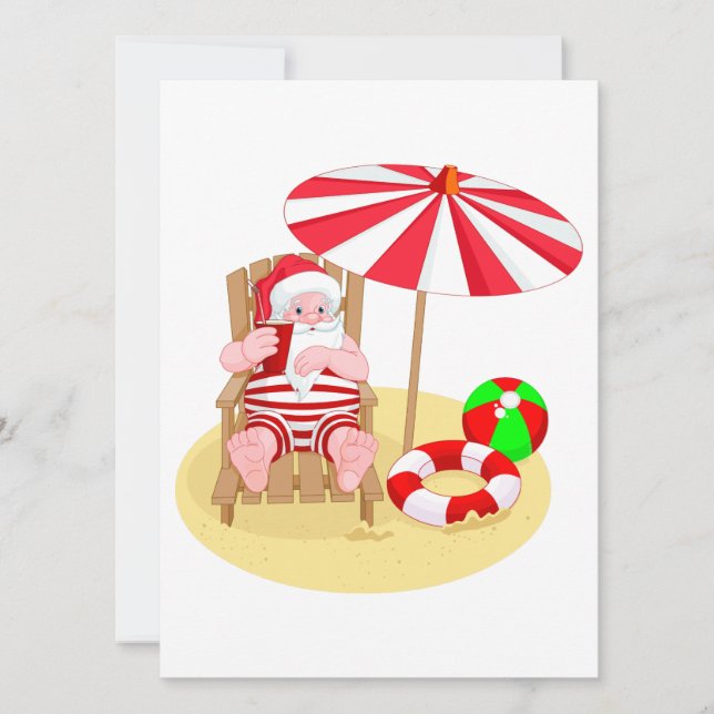 xmas beach santa claus holiday card (Front)