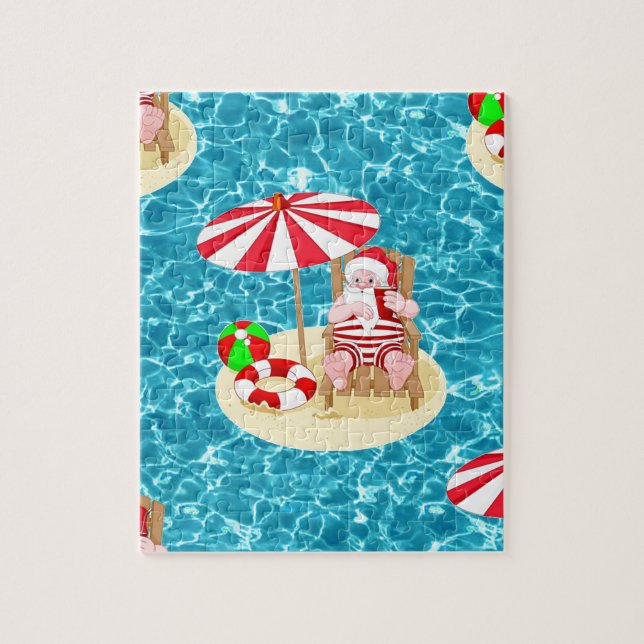 xmas beach santa claus jigsaw puzzle (Vertical)