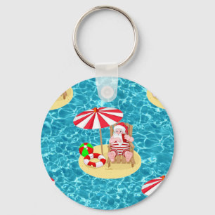 xmas beach santa claus keychain