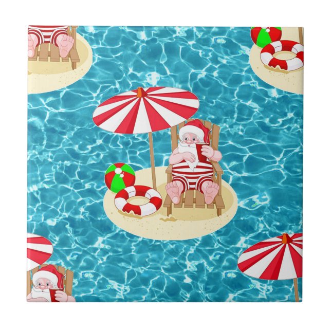 xmas beach santa claus tile (Front)
