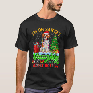 Xmas Beagle Dog On Santa's Naughty Funny List T-Shirt