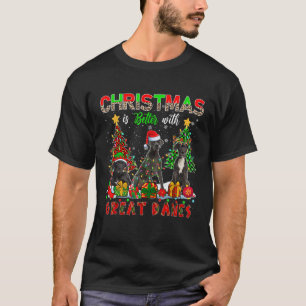 Xmas Better With Great Danes Santa Reindeer Elf Gr T-Shirt