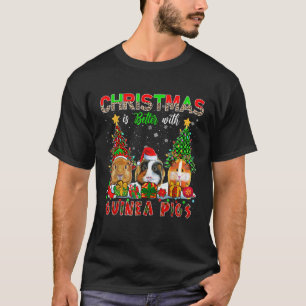 Xmas Better With Guinea Pigs Santa Reindeer Elf Gu T-Shirt