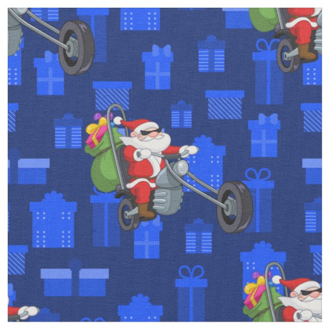 xmas biker santa claus fabric (Close Up)