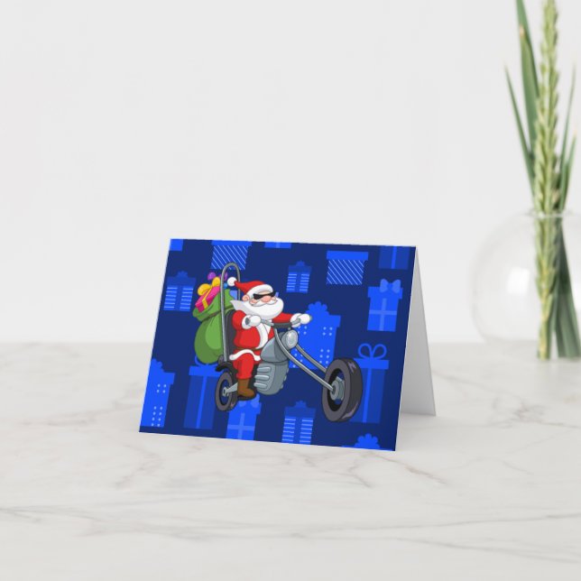 xmas biker santa claus invitation (Front)