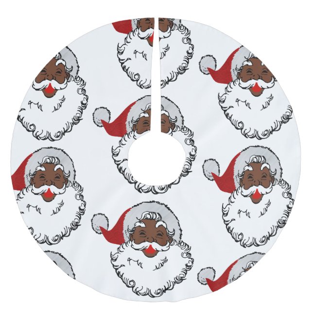 xmas black santa claus brushed polyester tree skirt (Front)