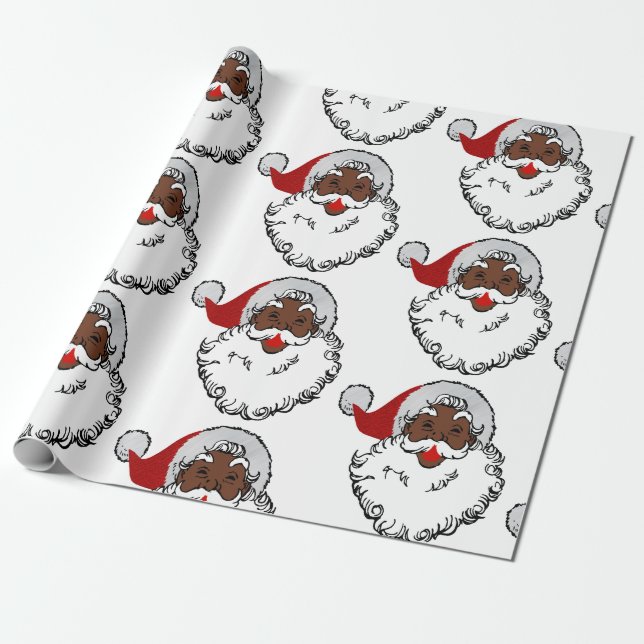 xmas black santa claus wrapping paper (Unrolled)