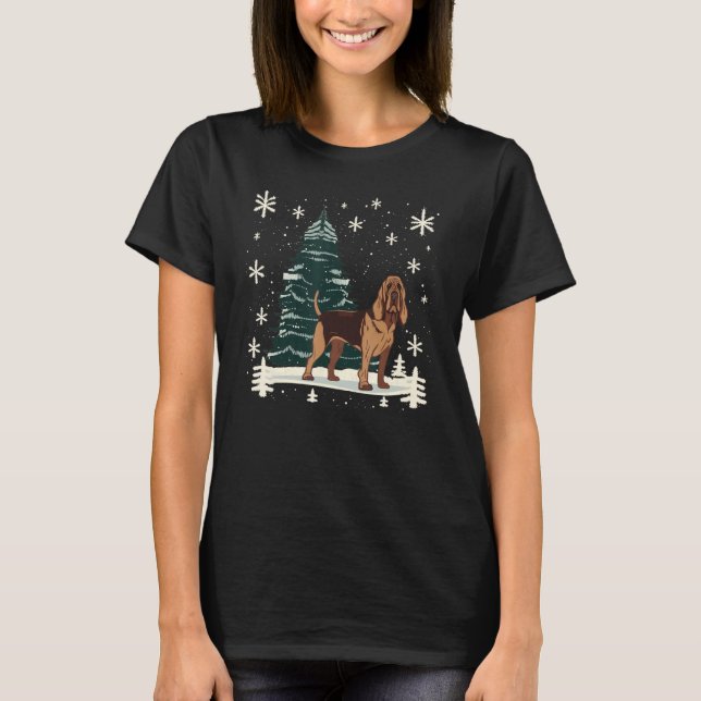 Xmas Bloodhound Santa on Christmas Bloodhound T-Shirt (Front)