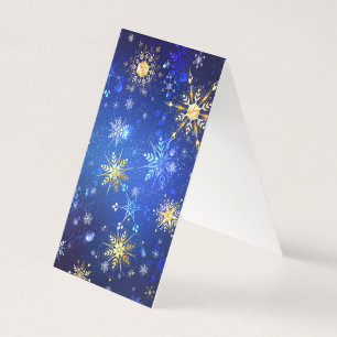 XMAS Blue Background with Golden Snowflakes