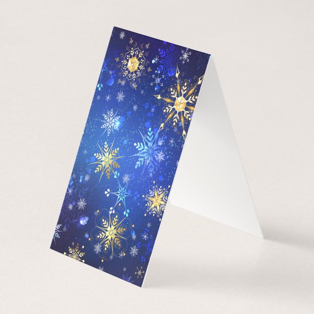 XMAS Blue Background with Golden Snowflakes (Back)