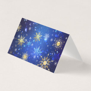 XMAS Blue Background with Golden Snowflakes