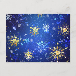 XMAS Blue Background with Golden Snowflakes Advice Card