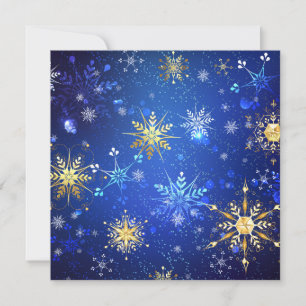 XMAS Blue Background with Golden Snowflakes Advice Card