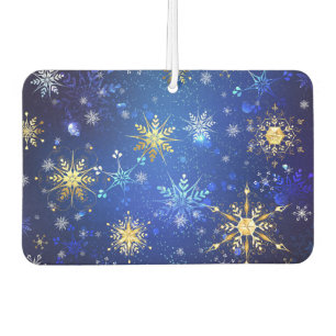 XMAS Blue Background with Golden Snowflakes Air Freshener