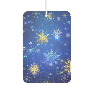 XMAS Blue Background with Golden Snowflakes Air Freshener