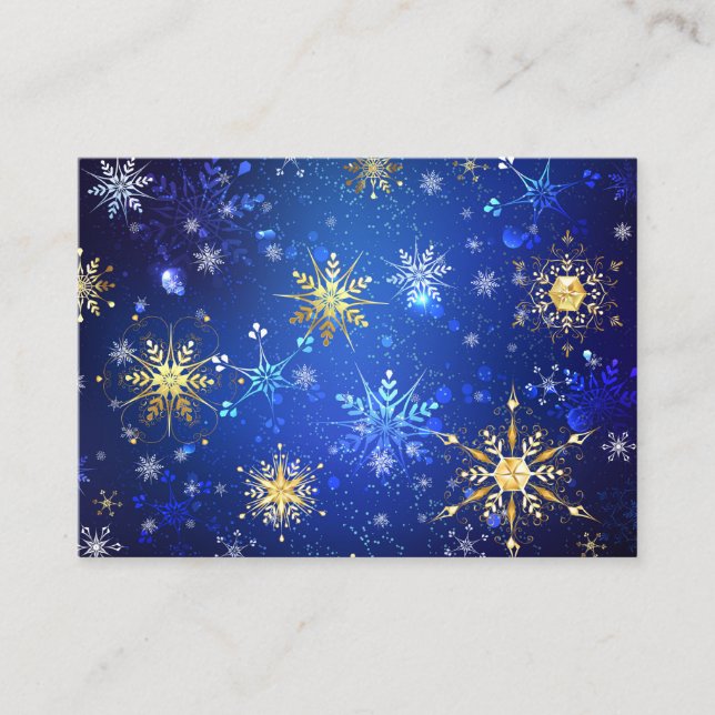 XMAS Blue Background with Golden Snowflakes Appointment Card (Front)