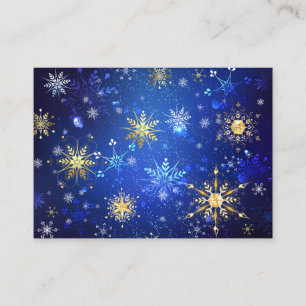 XMAS Blue Background with Golden Snowflakes Business Card