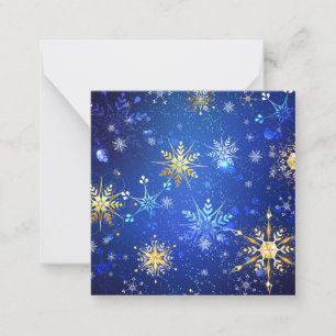 XMAS Blue Background with Golden Snowflakes Card