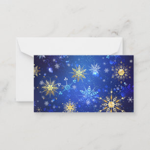 XMAS Blue Background with Golden Snowflakes Card
