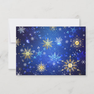 XMAS Blue Background with Golden Snowflakes Card