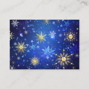 XMAS Blue Background with Golden Snowflakes Discount Card