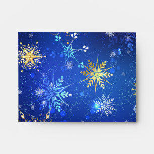XMAS Blue Background with Golden Snowflakes Envelope