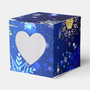 XMAS Blue Background with Golden Snowflakes Favor Box