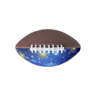 XMAS Blue Background with Golden Snowflakes Football