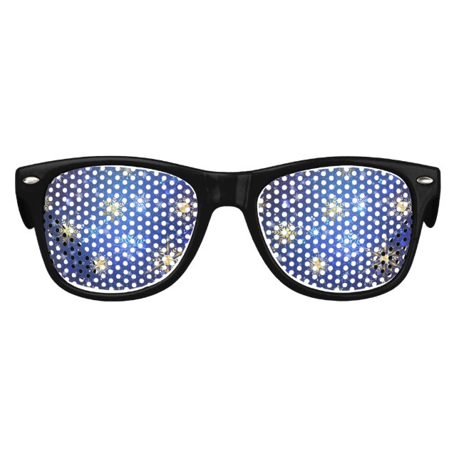 XMAS Blue Background with Golden Snowflakes Kids Sunglasses (Front)