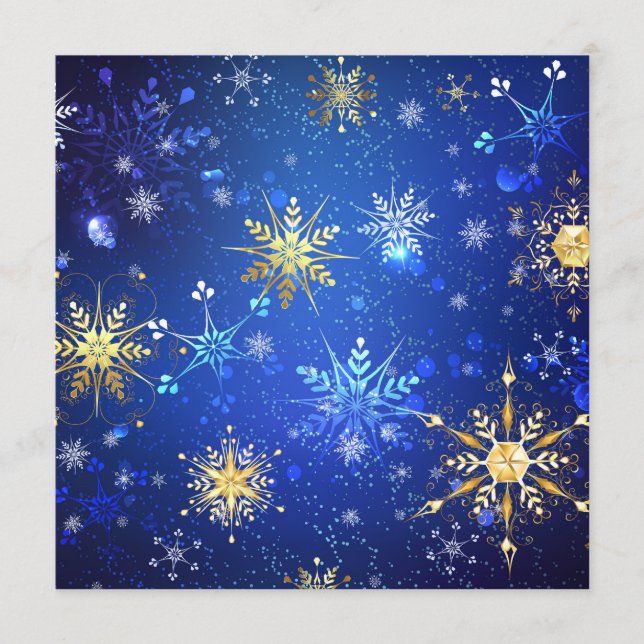 XMAS Blue Background with Golden Snowflakes Menu (Front)
