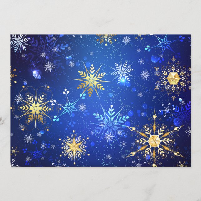 XMAS Blue Background with Golden Snowflakes Program (Front)