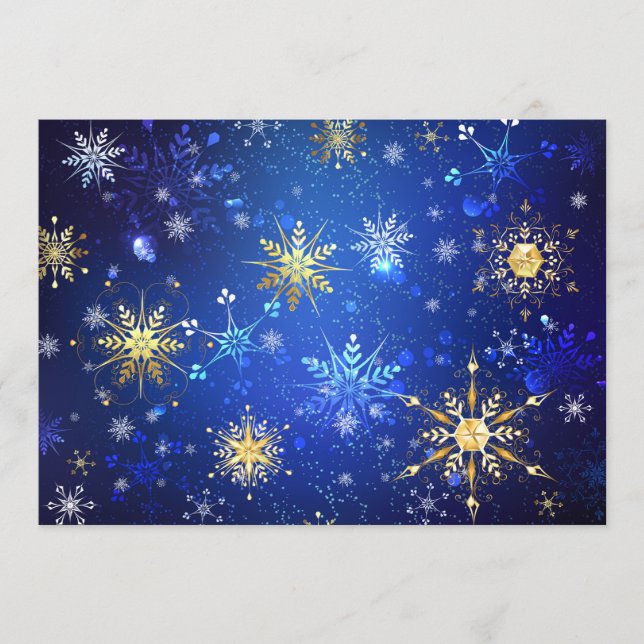 XMAS Blue Background with Golden Snowflakes Program (Front)