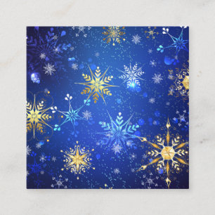 XMAS Blue Background with Golden Snowflakes Referral Card