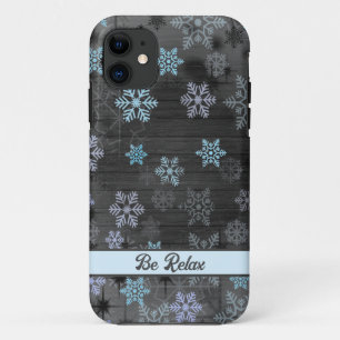 Xmas blue snowflakes iPhone Case