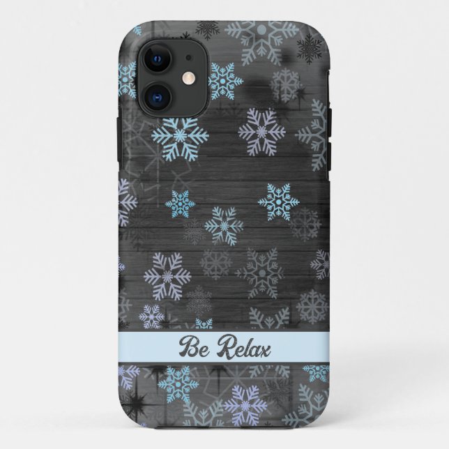 Xmas blue snowflakes iPhone Case (Back)