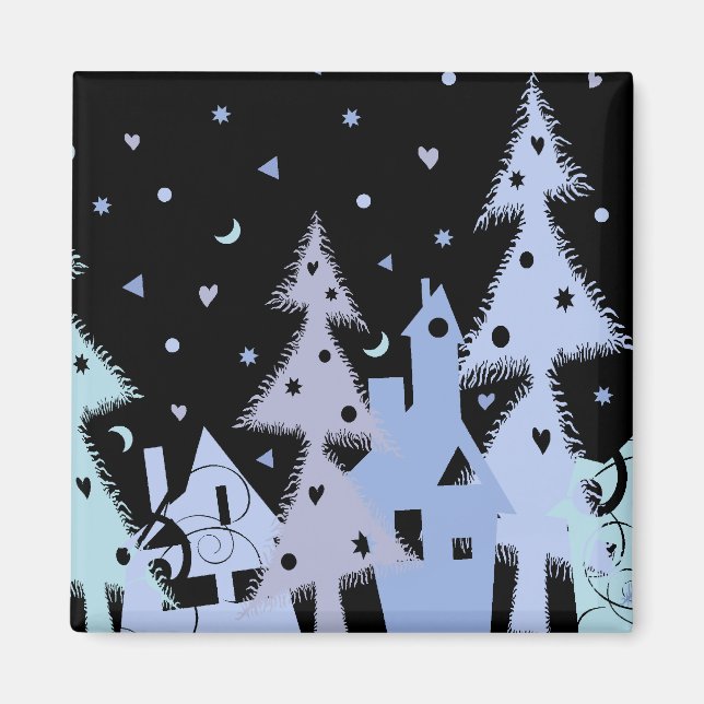 Xmas blue town magnet (Front)