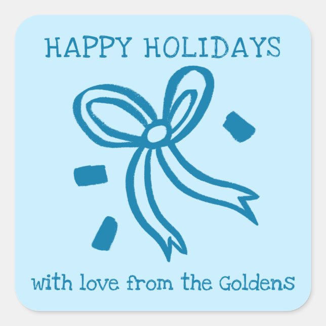 Xmas Bow Doodle CHRISTMAS Holiday Gift To From  Square Sticker (Front)