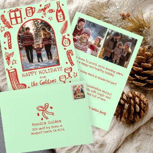 Xmas Bow Doodle CHRISTMAS Holiday Return Address Envelope